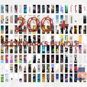 200 + Marques-pages, hautes qualités 300 DPI, JPG, PNG signets, multi catégories, originals bookmarks bundle et feuilles prêtes à imprimer.