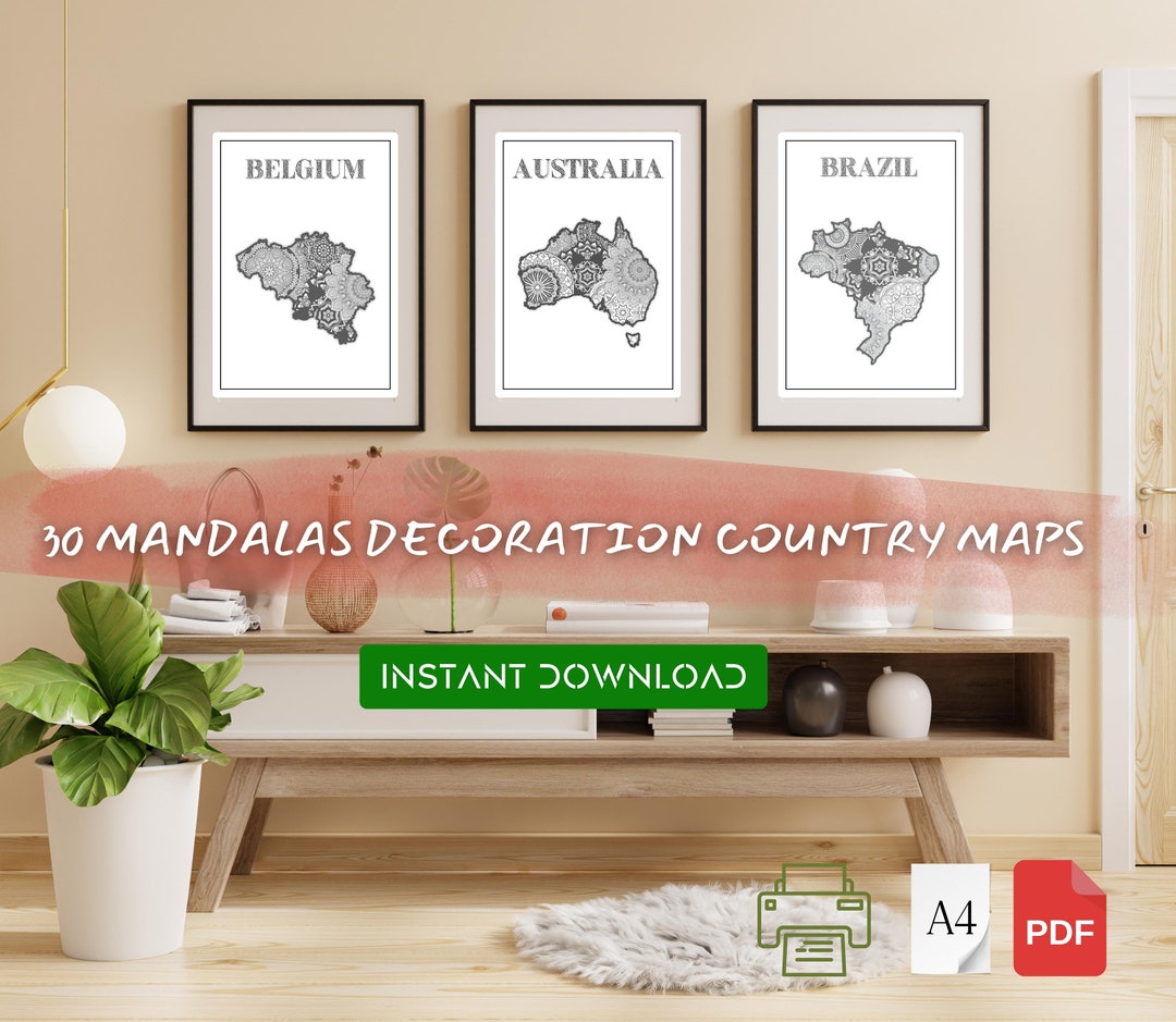 30 Mandalas Country DECORATION Maps Difficult Etsy