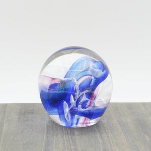 1993 Robert L. Hamon Blue Swirl Glass Studio Art Paperweight Signed Vintage