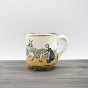 Vintage Haag Austria Pottery 159 Girl Dog Goat Windmill Dutch Folk Art Tea Cup