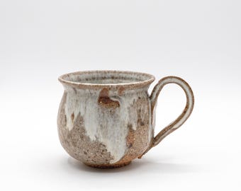 Vintage Earthenware Drip Glaze Mug - Mid-Century Signed Studio Pottery