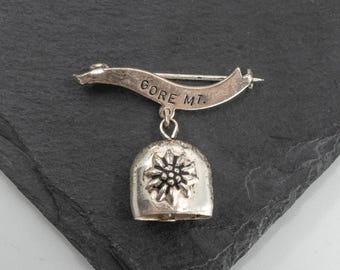 Gore Mountain Ski Resort New York Silver Dangling Bell Souvenir Lapel Pin