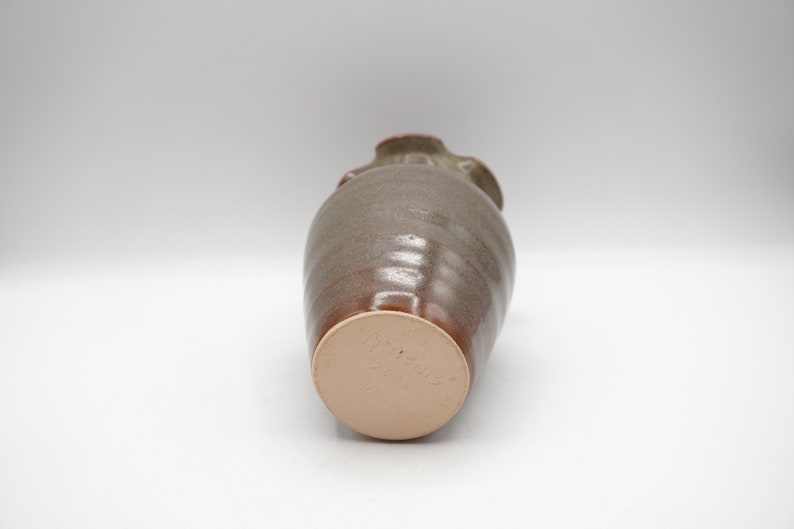 Vintage 2002 Mcneill's Pottery Seagrove NC 6.5 Olive Greenbrown Ruffle