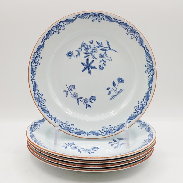 Set of 5 Rorstrand Sweden Ostindia East Indies 7" Blue & White Floral Plates
