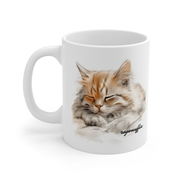 Ragamuffin Cat Gift Mug Cat Lover Unique Present For Pets Christmas Mother's Day Cat Art Design Coffee Tea Cup