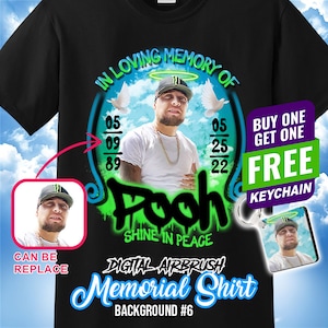 Airbrush Memorial Shirt, Custom Photo Remembrance Shirt, Bereavement Gift, Personalized Picture, Rest In Peace Shirt 6