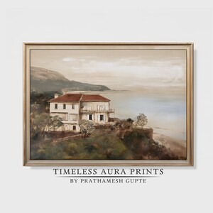 European Coastal Painting | Warm Tone Vintage Wall Art | Digital PRINTABLE Download |