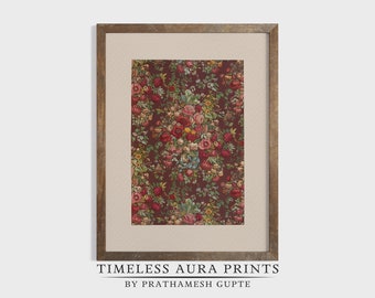 Vintage Floral Textile Wall Art | Flowers Rug Pattern Art Print | PRINTABLE Digital Download |