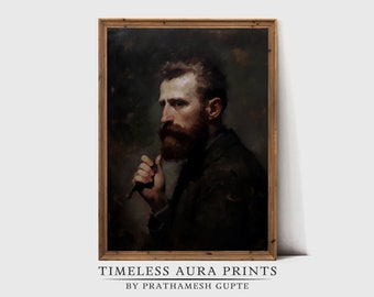 Man Portrait Painting | Vintage Oil Dark Moody Portrait | PRINTABLE Digital Download |