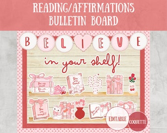 Reading Bulletin Board Kit Library Bulletin Board Kit Reading Books Bulletin Board Reading Corner Decor Affirmation Station Motivation