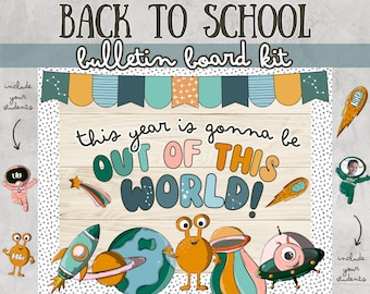 Space Back to School Bulletin Board Kit Welcome Back to School Classroom Decor Back to School Door Decor Kit Bulletin Letters Borders Banner