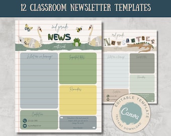 Plantilla de boletín informativo para el aula Canva Boletín informativo para profesores Plantilla de boletín escolar Plantilla de boletín editable Paquete