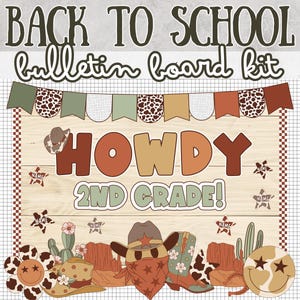 Welcome Back to School Bulletin Board Kit Ideas Western Door Decorations Set August September Retro Groovy Howdy Cowboy Rodeo Country