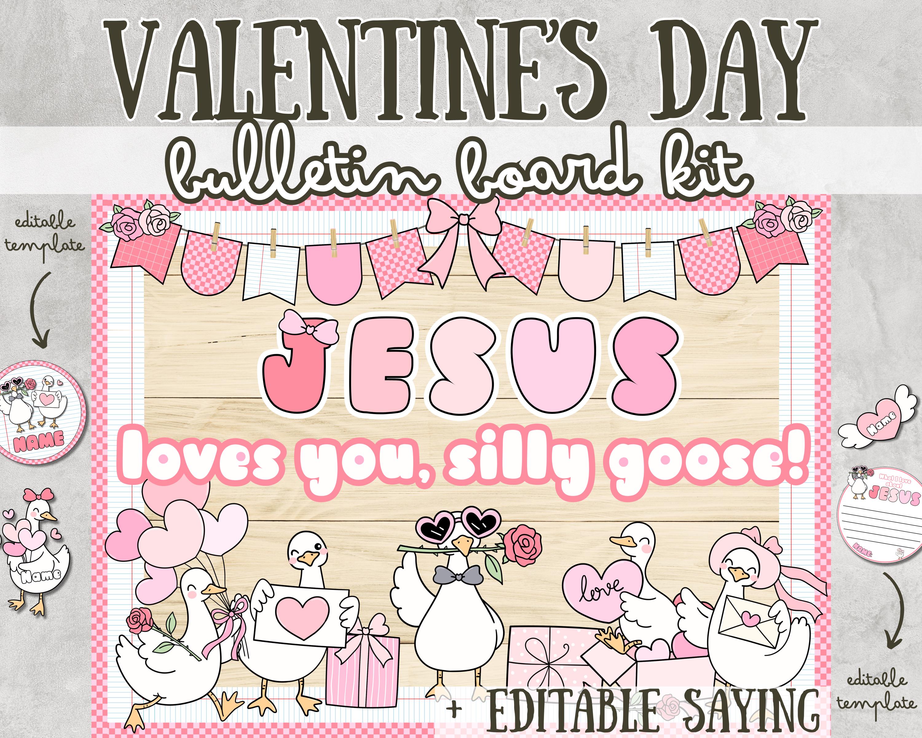 Christian Valentine's Day Bulletin Board Kit Goose Geese February ...