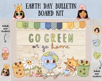 Earth Day Bulletin Board Kit April Bulletin Board Kit Spring Bulletin Board Kit Earth Day Classroom Decor Groovy Classroom Decor Earth Day