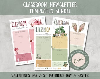 Classroom Newsletter Template Bundle School Newsletter Template Canva Teacher Newsletter Template February Classroom Newsletter Template