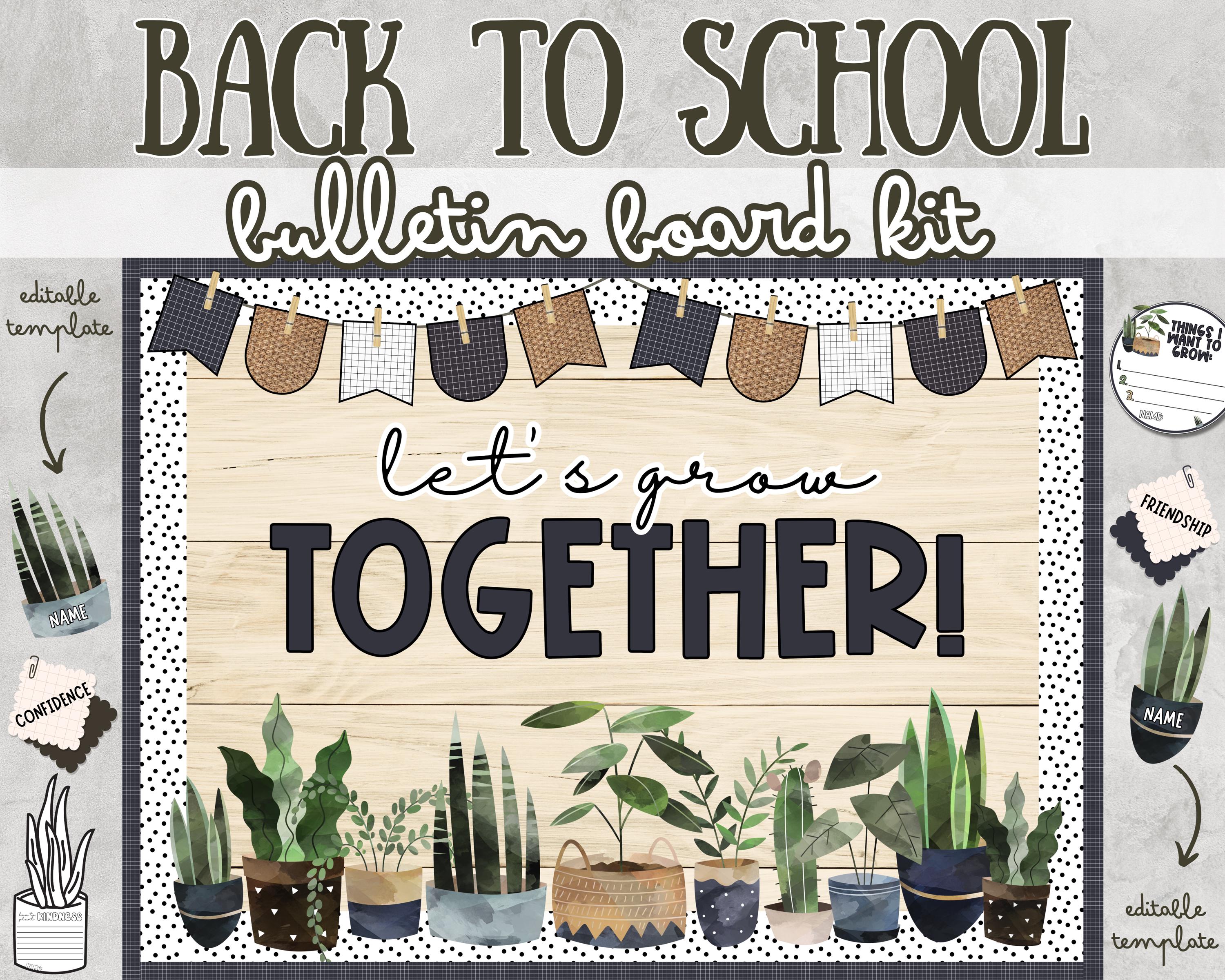 Welcome Back to School Bulletin Board Kit Plants Door Decor Grow Together Plant Kindness August September Door Decoration Set Growth Mindset