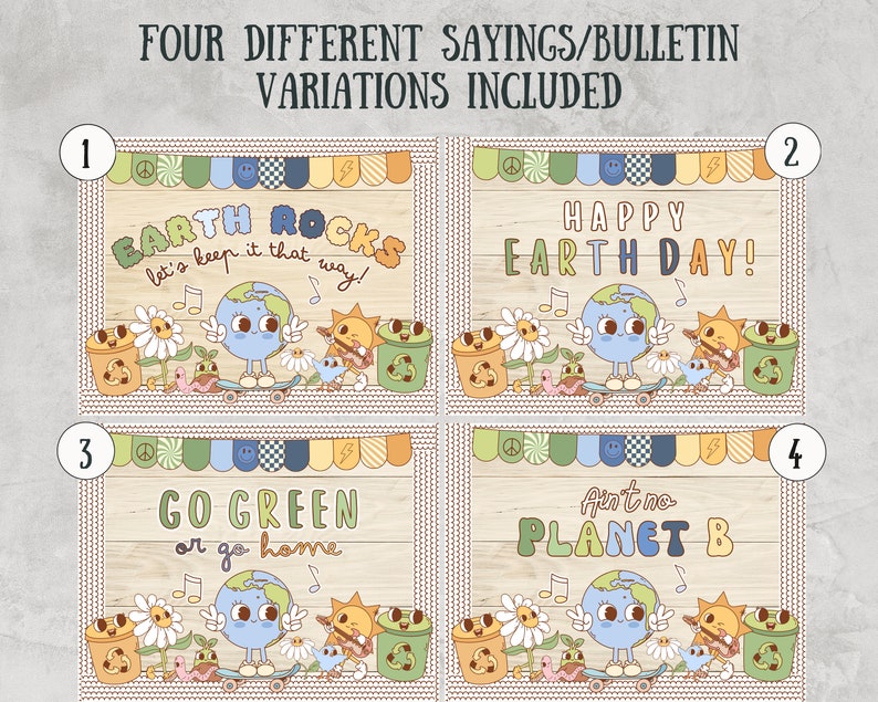 Earth Day Bulletin Board Kit April Bulletin Board Kit Spring Bulletin Board Kit Earth Day Classroom Decor Groovy Classroom Decor Earth Day image 3