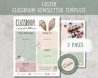 Easter Classroom Newsletter Template School Newsletter Template Canva Teacher Newsletter Template April Classroom Newsletter Template Spring