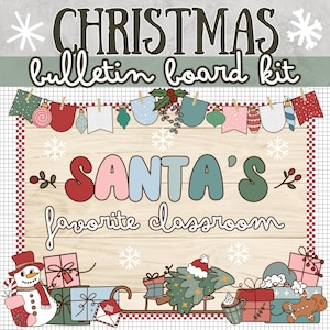 Christmas Bulletin Board Kit December Winter Bulletin Board Kit Christmas Door Decor Kit Christmas Classroom Santa Claus Merry & Bright
