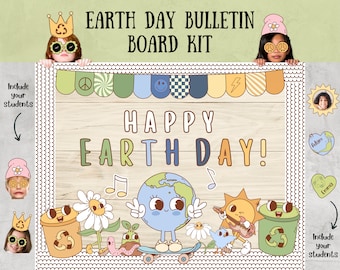 Earth Day Bulletin Board Kit April Bulletin Board Kit Spring Bulletin Board Kit Earth Day Classroom Decor Groovy Classroom Decor Earth Day