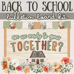 Welcome Back to School Bulletin Board Kit Botanical Back to School Bulletin Board Editable Grow Together Flowers Door Decor Kit Letters