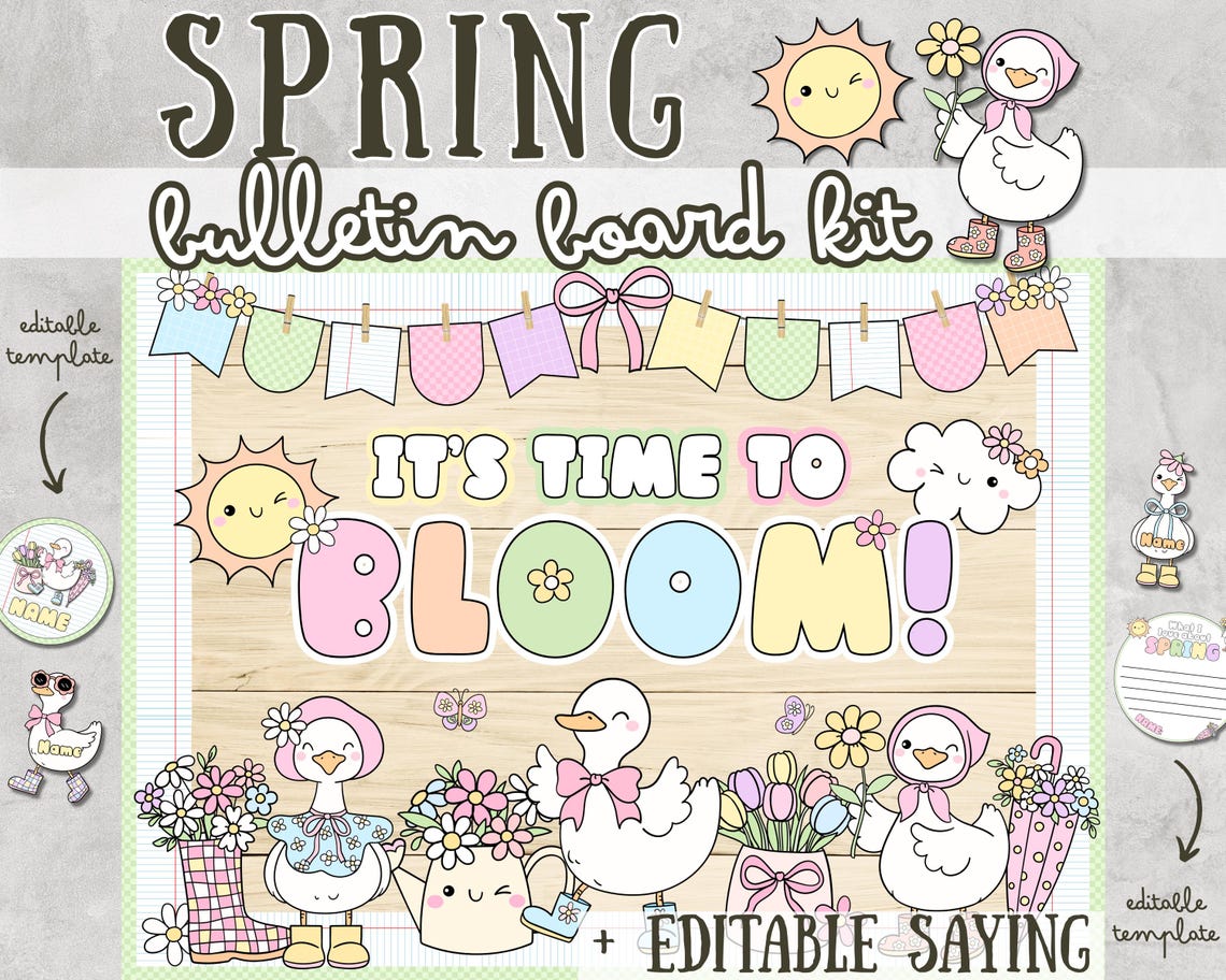Spring Bulletin Board Kit Silly Goose March April May Door Decoration ...