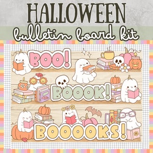 Pastel Halloween Bulletin Board Kit Books Reading October Fall Bulletin ...