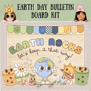 Earth Day Bulletin Board Kit April Bulletin Board Kit Spring Bulletin Board Kit Earth Day Classroom Decor Groovy Classroom Decor Earth Day image 1