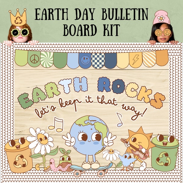 Earth Day Bulletin Board Kit April Bulletin Board Kit Spring Bulletin Board Kit Earth Day Classroom Decor Groovy Classroom Decor Earth Day