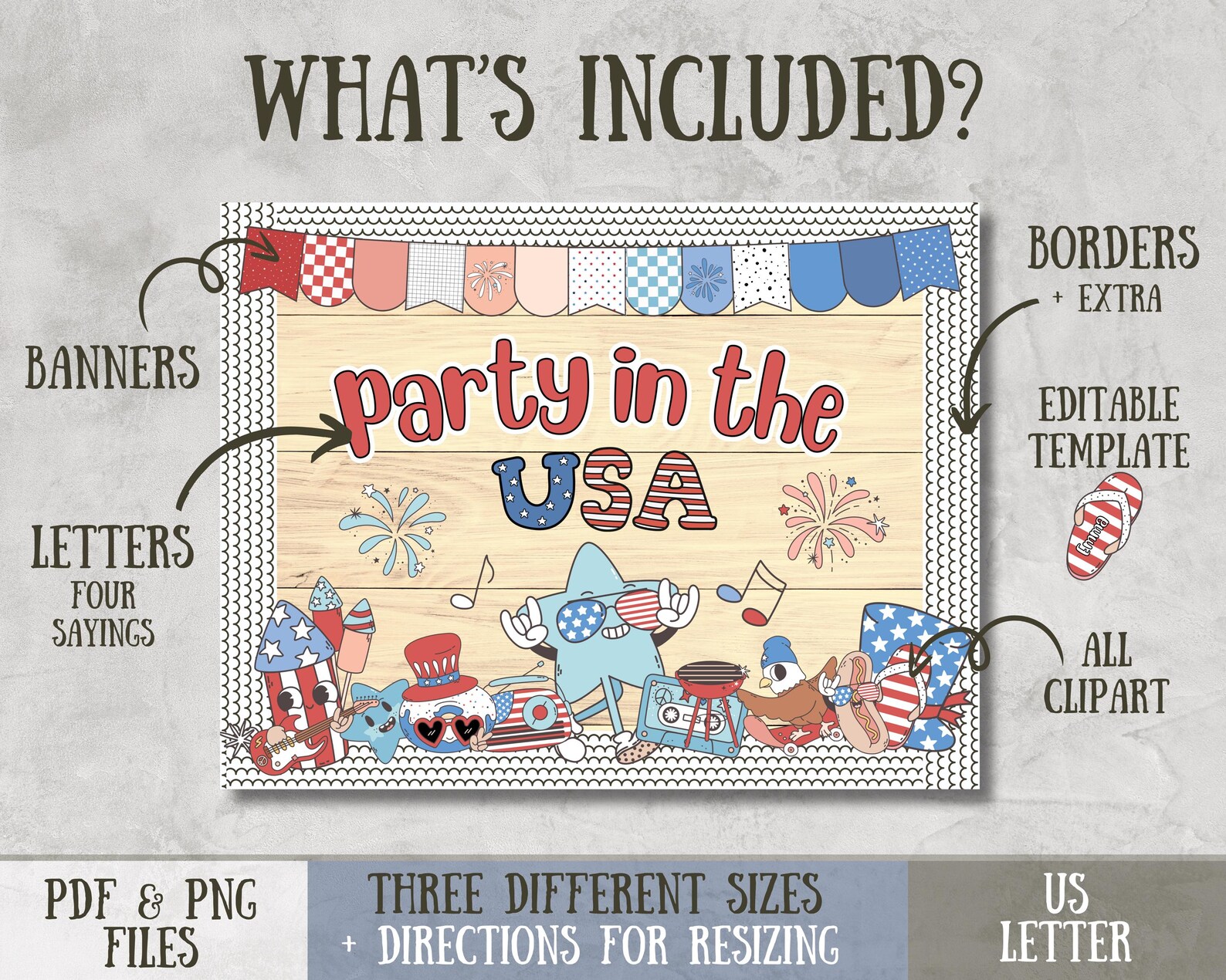 4th of July Bulletin Board Kit July Bulletin Board Kit Summer Bulletin ...