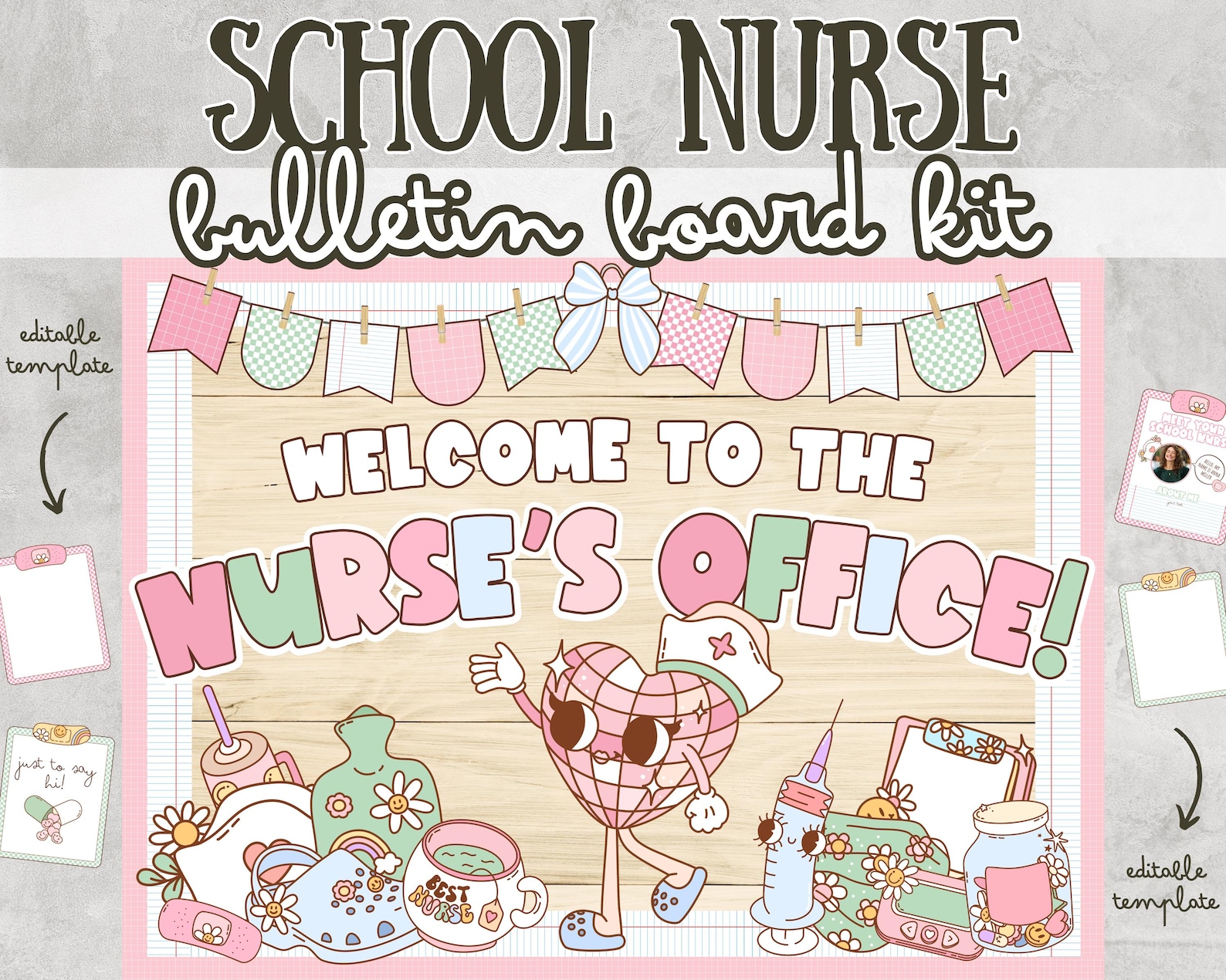 School Nurse Bulletin Board Kit Welcome Back to School August September ...