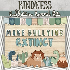 Kit de quadro de avisos antibullying Dino Bem-vindo de volta à escola Kit de quadro de avisos Decoração de sala de aula Kit de decoração de porta Boletim Carta Fronteira Banner