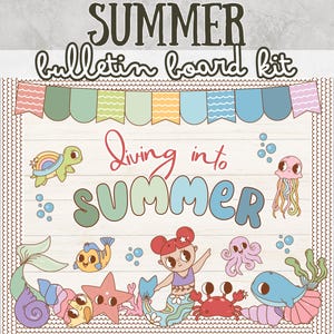 Summer Bulletin Board Kit End of The Year Bulletin Board Kit May Bulletin Board Kit June Classroom Decor Groovy Poster Diving into Summer