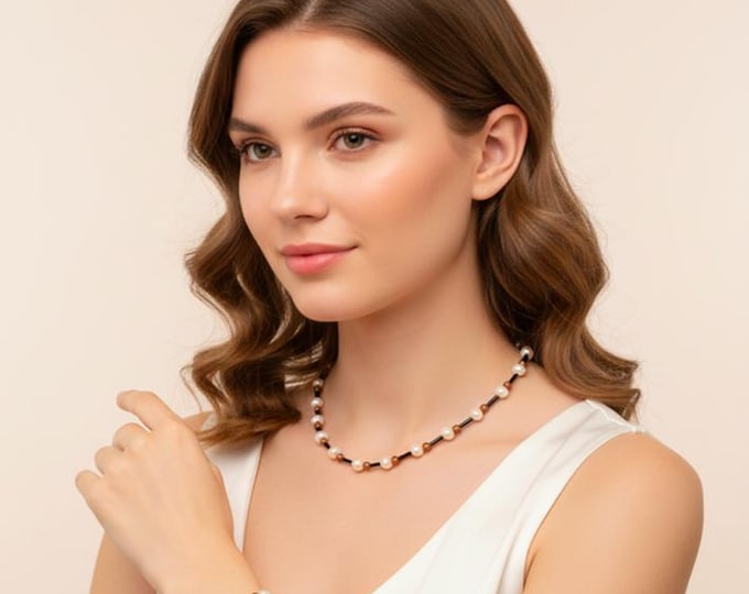 Pearl Necklace Jewelry Set Bracelet & Necklace Handmade