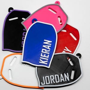Personalised Kickboard Swim Keyring: 3D Printed Bag Tag