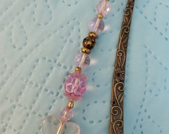 Bookmark - Pink Victorian Valentine Beaded