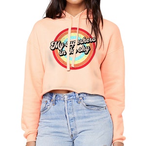 Superhero in the Sky Women&#39;s Cropped Hoodie - Retro Cropped Hoodie - Quote Hooded Sweatshirt