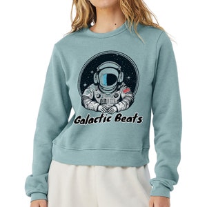 Astronaut Print Pullover Sweatshirt - Graphic Art Women&#39;s Sweatshirt - Space Sweatshirt