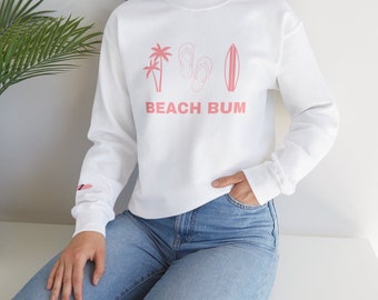 Unisex Beach Bum Crewneck Sweatshirt, Beach Shirt, Summer Shirt, Vacation Shirt, Comfy Sweatshirt, Gift for Her, Trendy Shirt, Beach Clothes