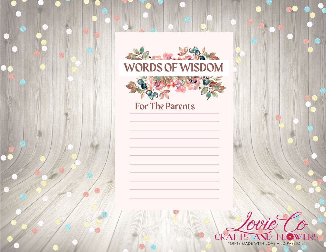 Floral Words of Wisdom Baby Shower Card Etsy