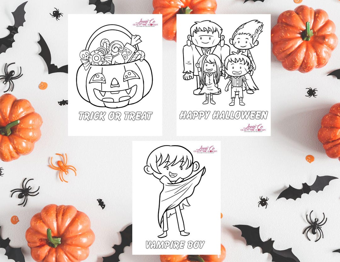 Halloween Coloring Pages: Kids Printable Activity (PDF) - Etsy
