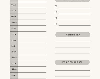 Daily To Do List Printable, Instant Download, Minimal Productivity Planner, Daily Planner, Daily Schedule, Printable Planner