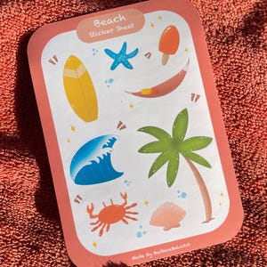 Collezione spiaggia / Foglio di adesivi spiaggia / Foglio di adesivi estetici spiaggia Adesivi per planner Adesivi per diario