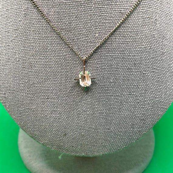 Emerald Cut Clear quartz necklace View 2