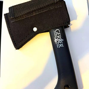 Gerber Hatchet Axe w/ Black Nylon Sheath, Metal/Plastic, Gray/Black