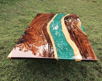 Epoxy Dining Table, Rustic Dining Table | Modern Live Edge Dining Table Gift | Solid Wood Kitchen Table