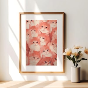 Pile of Cats, Funny Cat Poster, Cute Kitten Illustration, Cat Lover Gift, Cat Wall Decor, Cat Photo, Cats Wall Print, Cat Art
