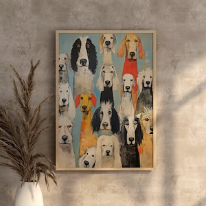 Arte colorido, cartel de perros, razas de perros, impresiones de perros lindos, cartel de mascotas, arte de pared amante de los animales, perros lindos, arte de la pared de la galería, regalo de los amantes de los perros