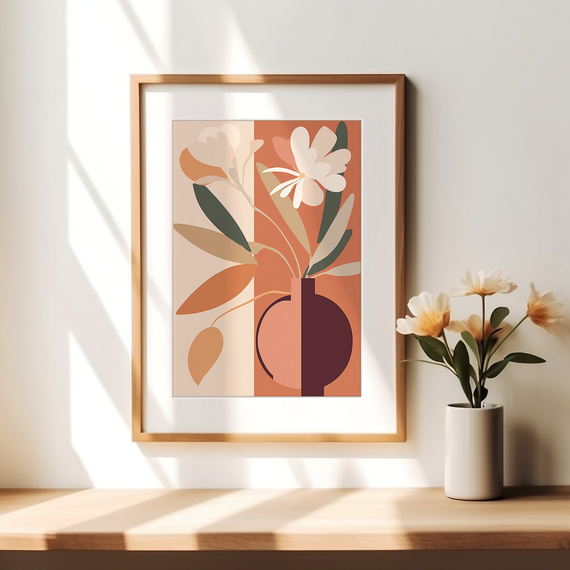 Retro Flower Poster, Abstract Botanical Wall Art, Mid Century Art ...